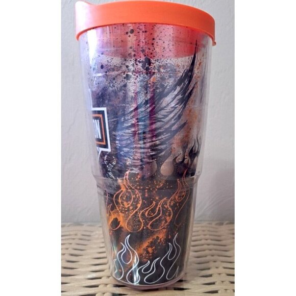 Harley Davidson Motor Cycles Tervis Tumbler 24 Oz Flame Fire Splatter Wings 2015 - Picture 2 of 8